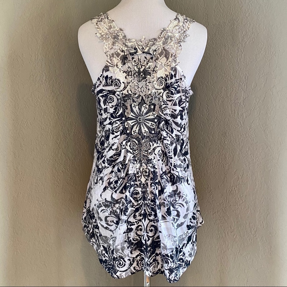 EUC Mind Code Embellished Lace Racerback Tank, M - Picture 4 of 13